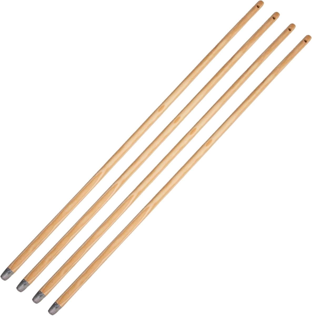 4x gereedschapssteel hout 130 cm met schroefdraad 24 mm houten steel universele steel staaf reservesteel bezemsteel met schroefdraad reserveonderdeel steel vervanging (4, bruin)