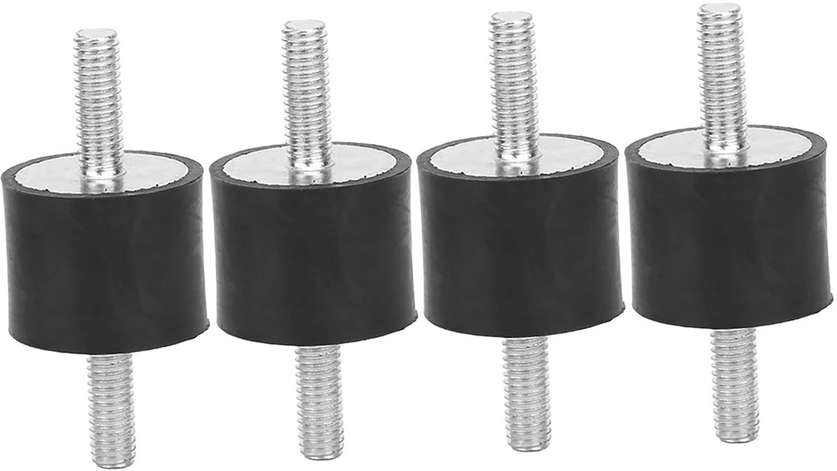 4 stuks M6 trillingsdempende rubberen isolatorbevestigingen met 2 schroefdraadbouten Schokdemper Dubbele uiteinden Schroef Trilling Dempingbevestigingen Silent Block Demper Auto Boat Coil (VV25 * 20 M6 * 18)