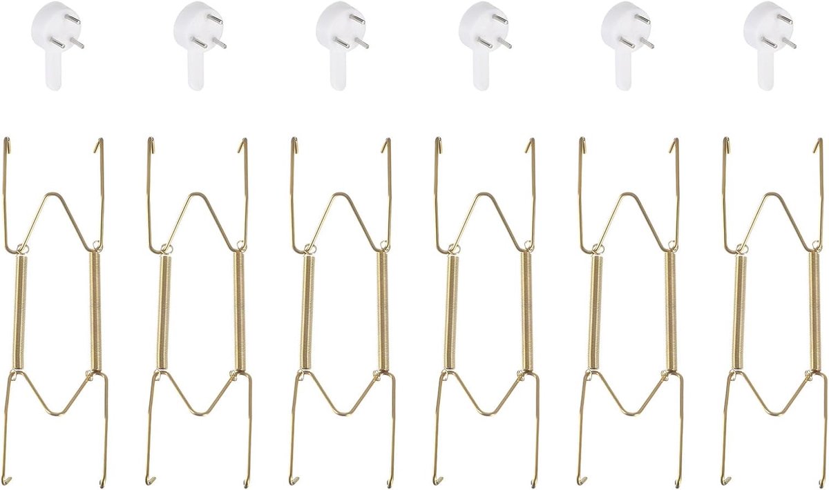 6 stuks bordenhaken, wandplaathaken van roestvrij staal 15,2 cm met decoratieve haken en puntbescherming voor decoratieve borden en kunst