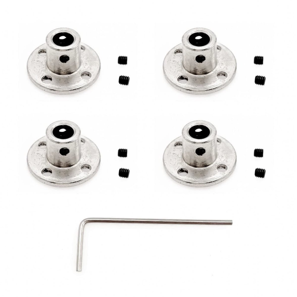 set van 4 flensfittingen voor 6 mm model motorassen