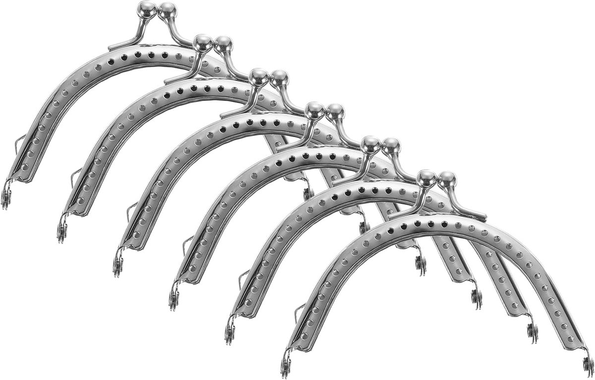 6 stuks metalen handtassenframes, 8,5 cm, vintage boog met kusssluiting voor tassen, handtassen, portemonnees, koppelingtassen, hardware-reserveonderdelen (zilver)