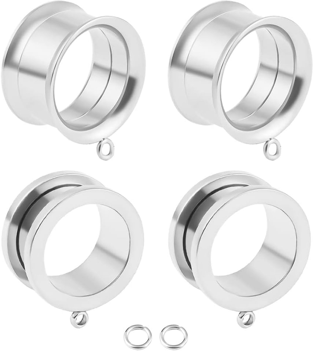 Oor tunnel met hanger Flesh Double Flared Plug roestvrij staal voor uitgerekte expander oorpiercing 6 mm tot 25 mm