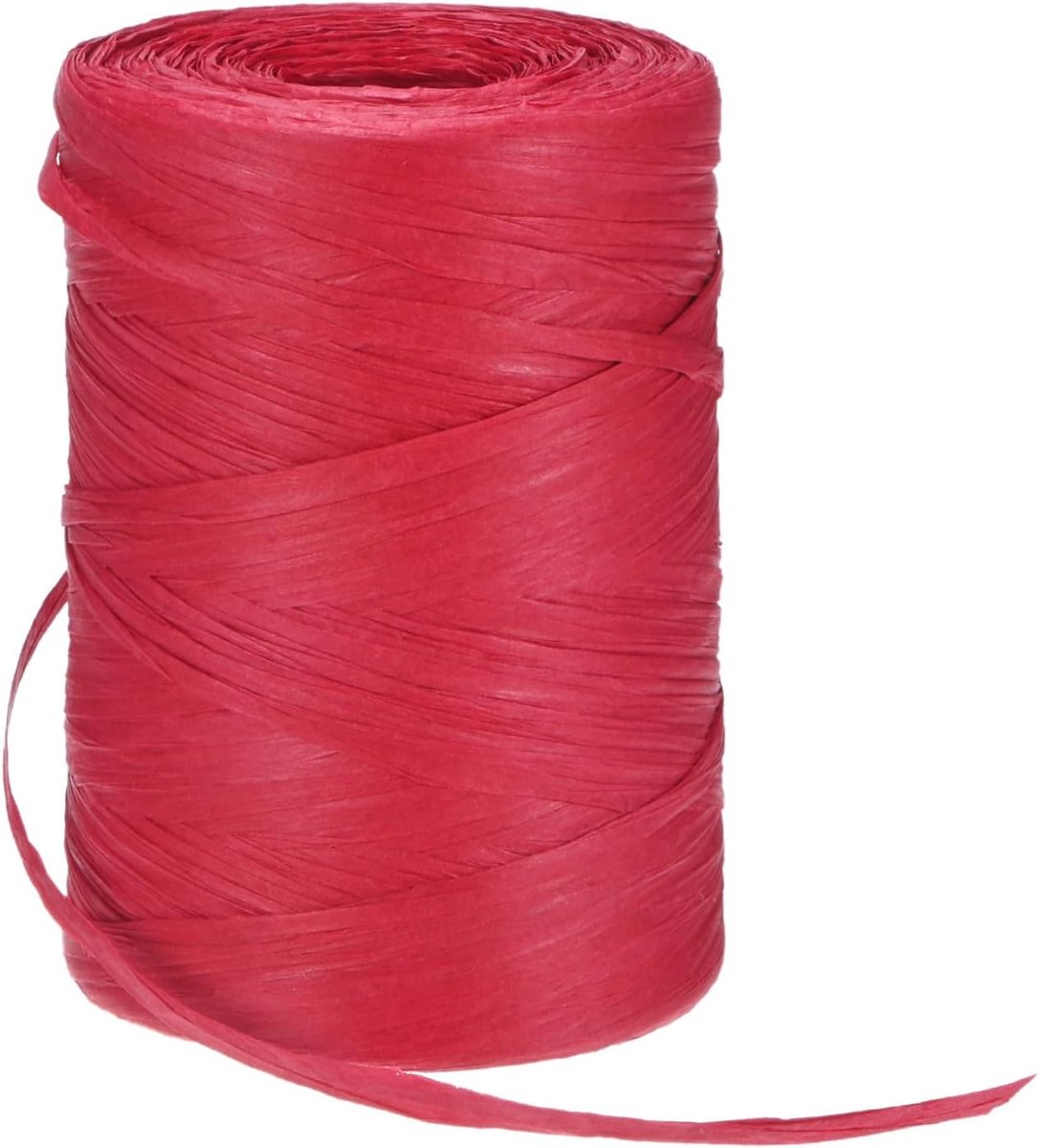 METERXITY Raffia Garen 300 m 5 mm platte draad om te haken, rood | Papier, knutsellint, geschenkverpakking, doe-het-zelf, zonnehoedentassen, vakantiedecoratie, inpakpapier touw