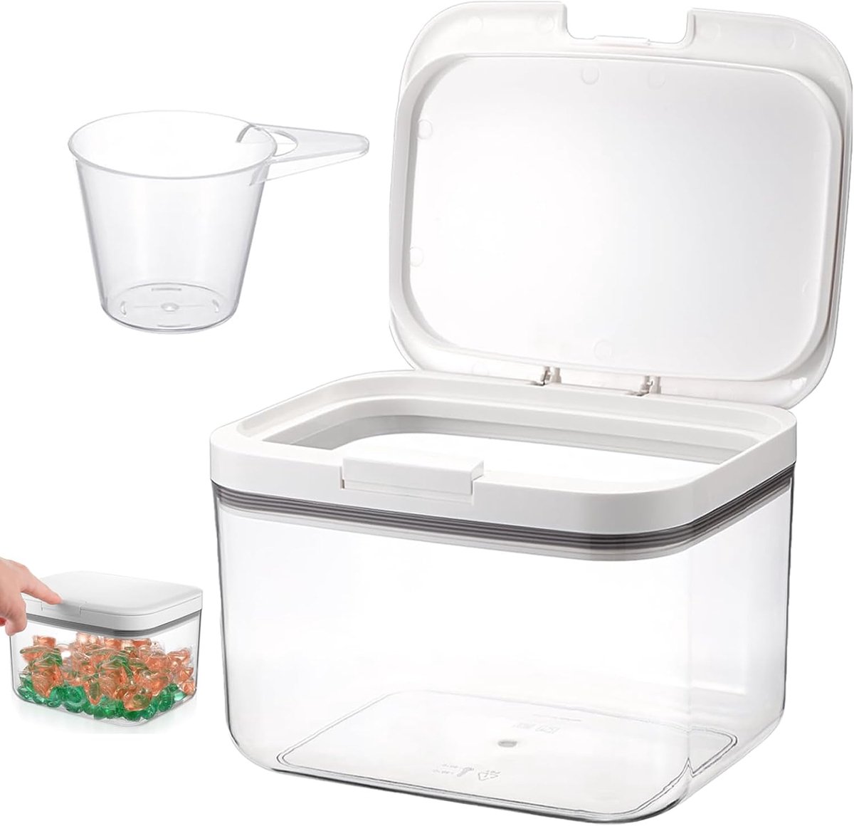 Opbergen, 2,8L Wasmiddel Box, Waspoedercontainer met Luchtdicht Deksel, Opbergbox met Klemvergrendelingen, voor Kleding, Garage