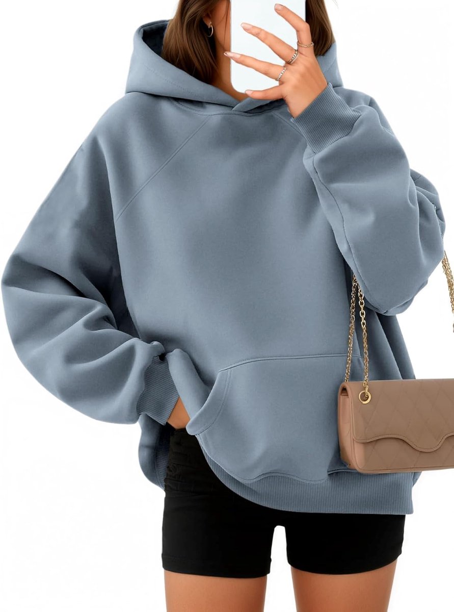 Hoodie dames oversized comfortabele katoenen trui casual hoodie effen basic hoodie lange mouwen sweatshirt met capuchon mode bovenstuk herfst