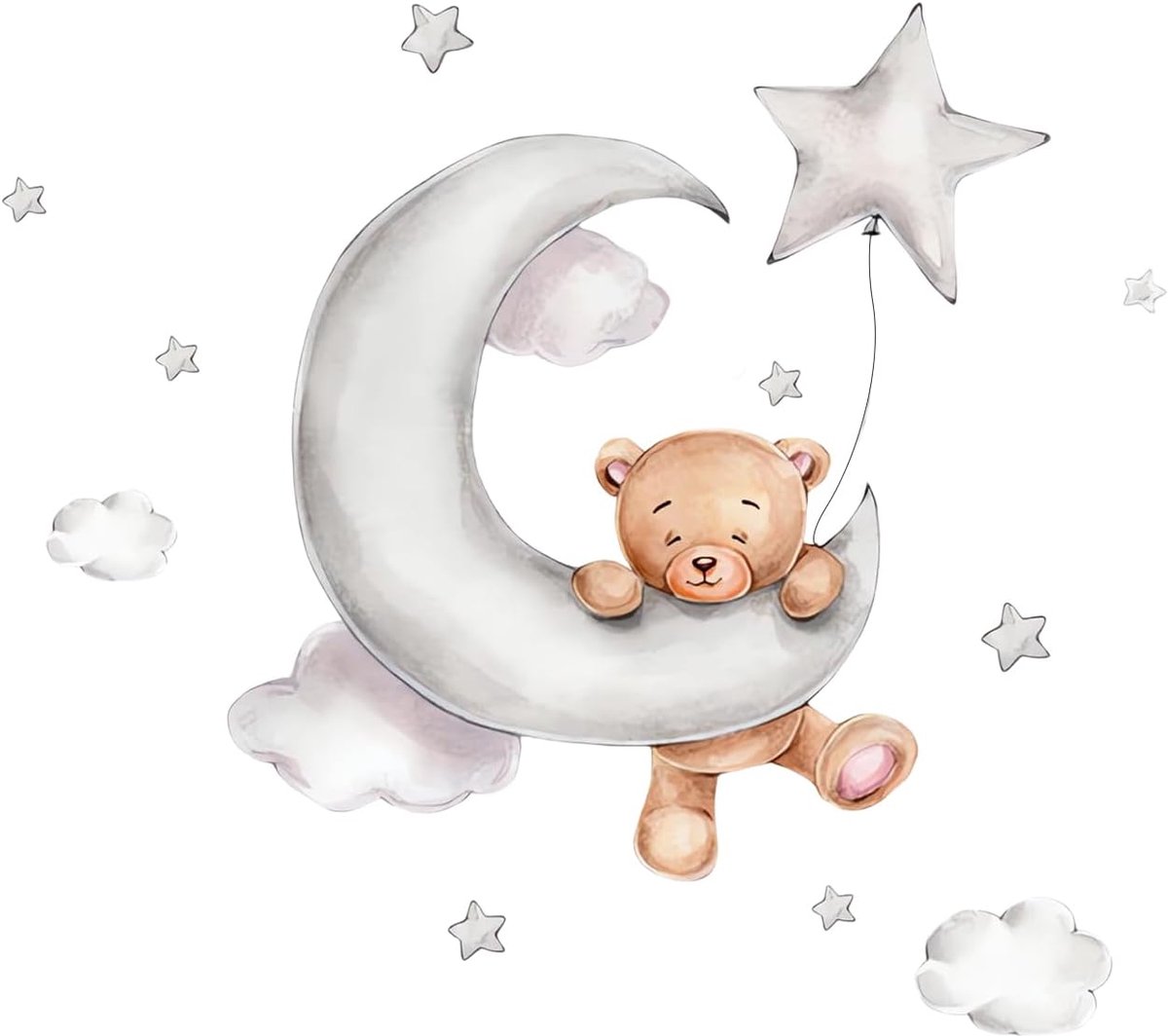 Muurstickers met sterren maan wolken beer muursticker kinderkamer muurstickers kinderen dieren voor jongens kinderkamer meisjes
