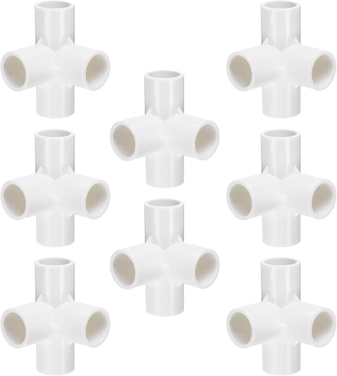 8 stuks 4-weg pvc-buisverbindingsstukken 3/4 inch elleboog-buisverbinders, meubelbouwkwaliteit, 90 graden buiskoppeling, elleboogverbindingsstukken voor afvalwaterleidingen, tuin, wit