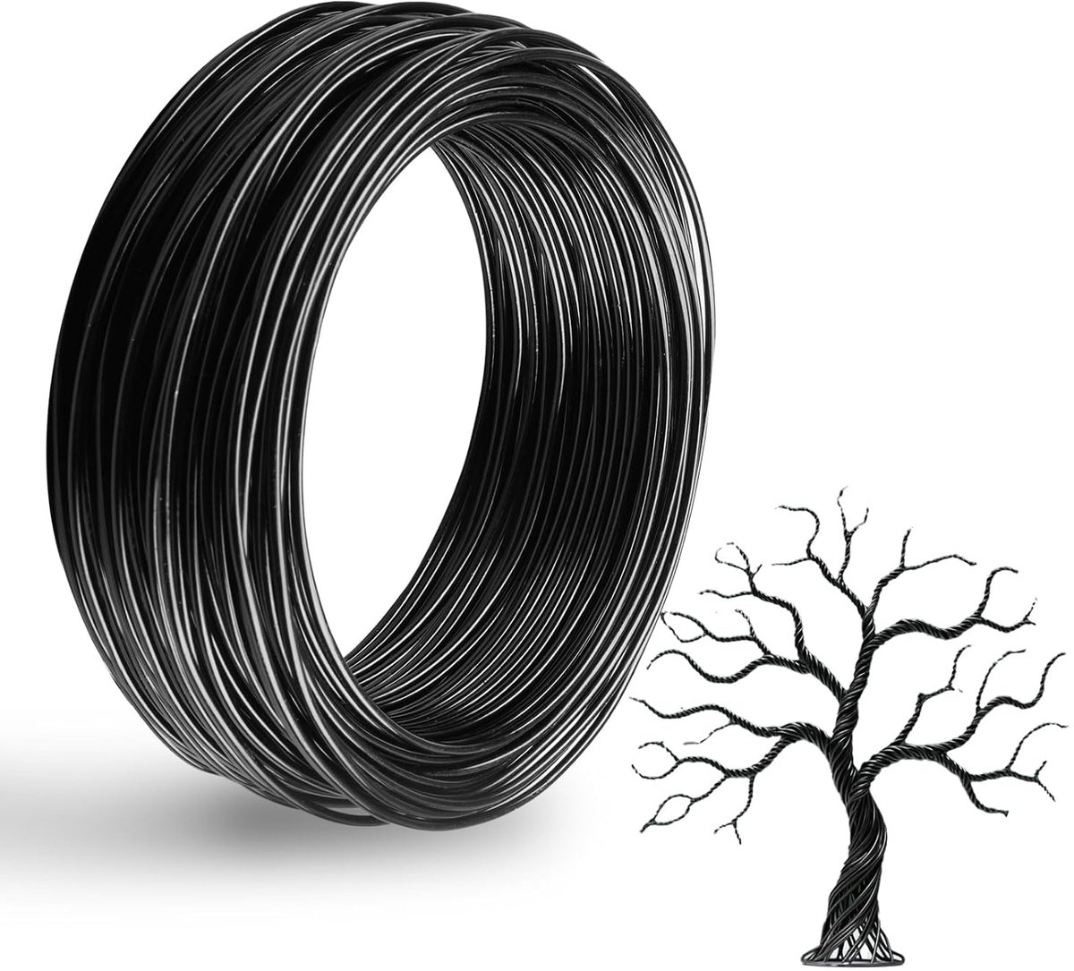 Draad, 2 mm, zwart, knutseldraad, ø2 mm x 30 m, aluminium draad, 2 mm aluminiumdraad, draad voor knutselen, ideaal voor het maken van sieraden, binddraad en modelleerdraad (2,0 mm, 30 m