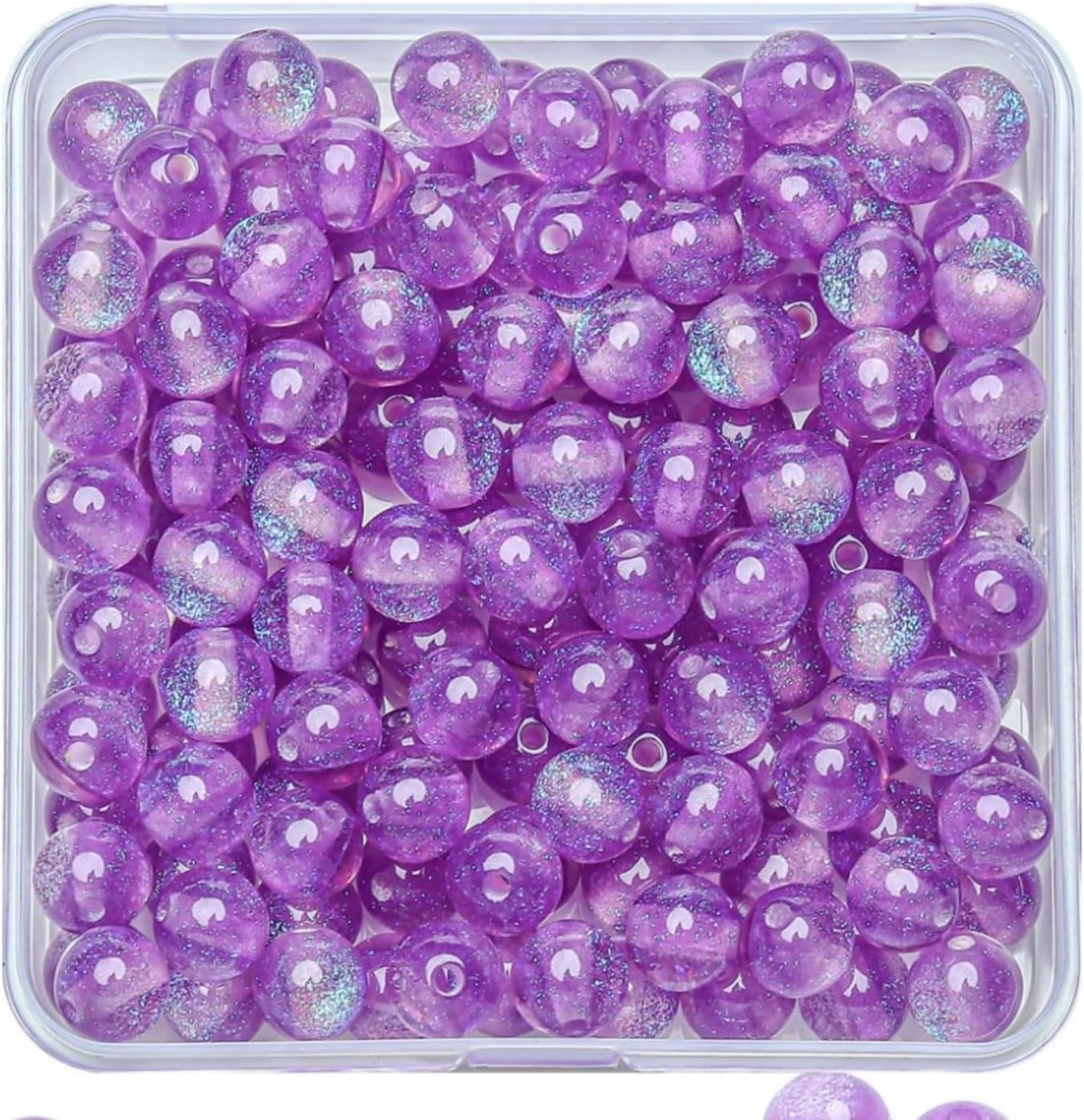Kralen voor armbanden, 200 stuks ronde kristallen glaskralen met glitter, monochroom knutselkralen, boxset voor sieraden, halskettingen, oorbellen