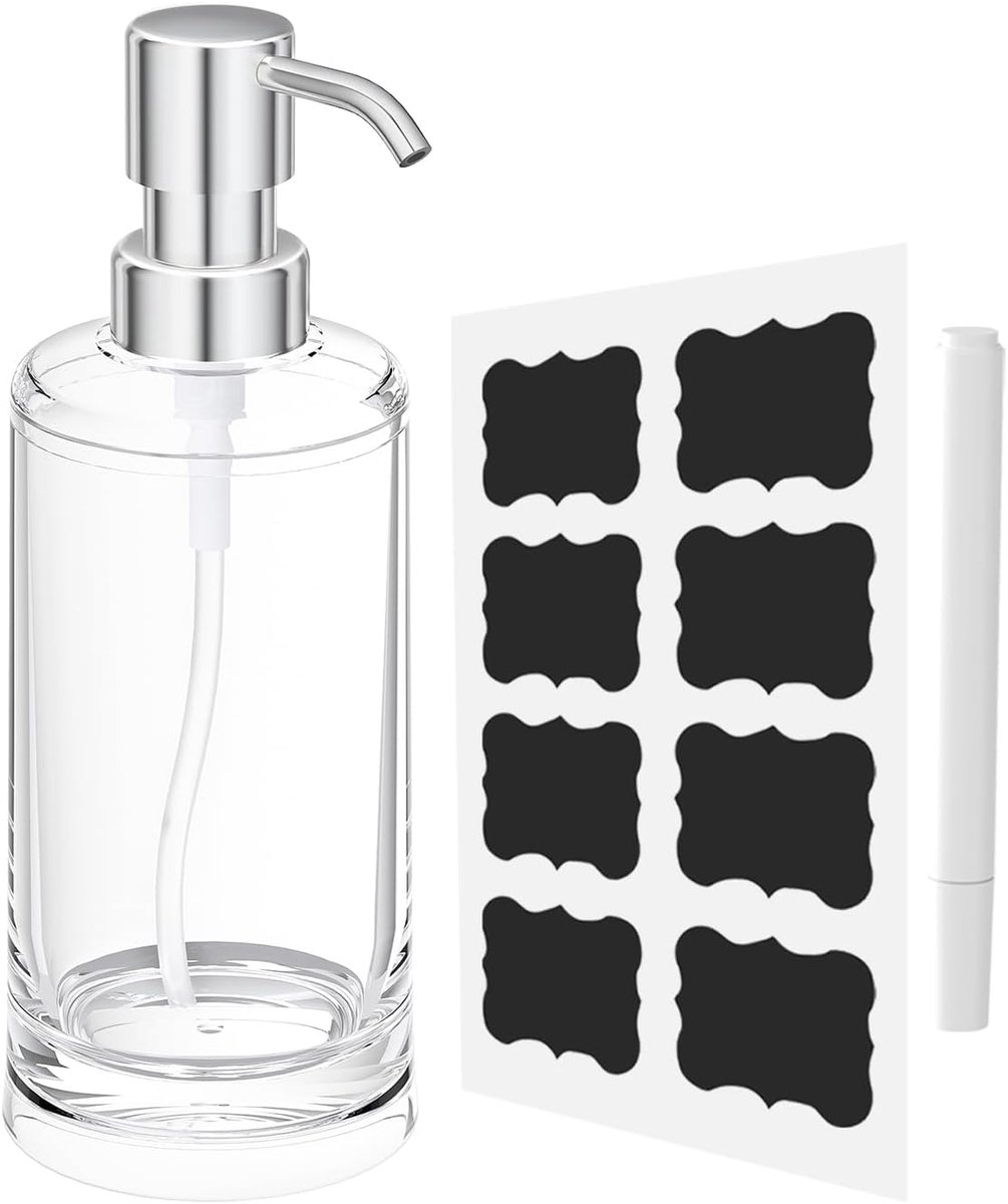plastic zeepdispenser voor gootsteen, 10 oz navulbare handzeepdispenser voor badkamer aanrecht, moderne zeepfles met roestbestendige ABS-pomp