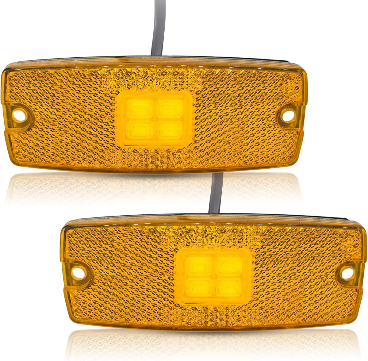 2 x zijmarkeringslicht LED oranje, 12 V 24 V begrenzingslicht, geel, waterdicht, voor vrachtwagen, autoaanhanger, inclusief schroeven (KIT-B)