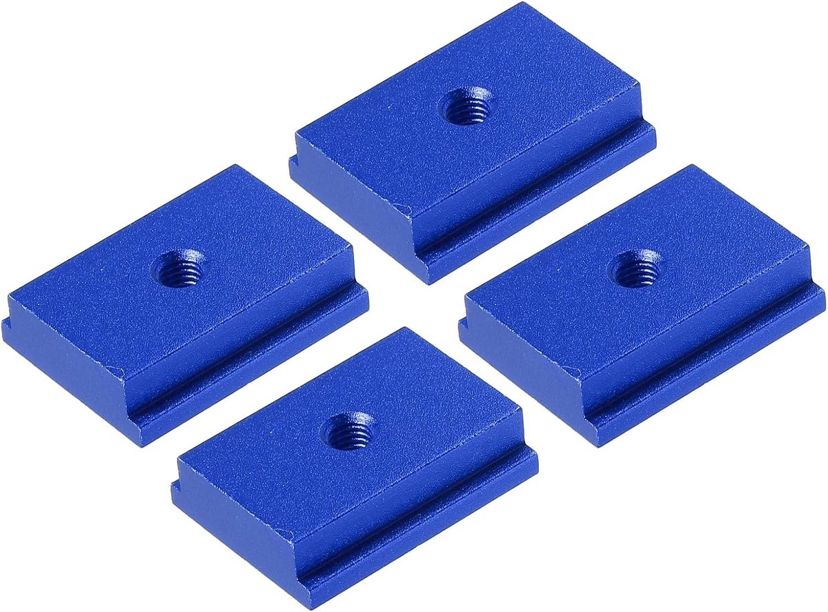 METERXITY Aluminium T-track (4 stuks, 1,2 inch, M5, blauw) - T-schuifregelaar voor T-sleuf verstekschuif, dubbelgesneden en voorgeboorde montagegaten, toepassen op houtbewerking/armaturen/Crosscut