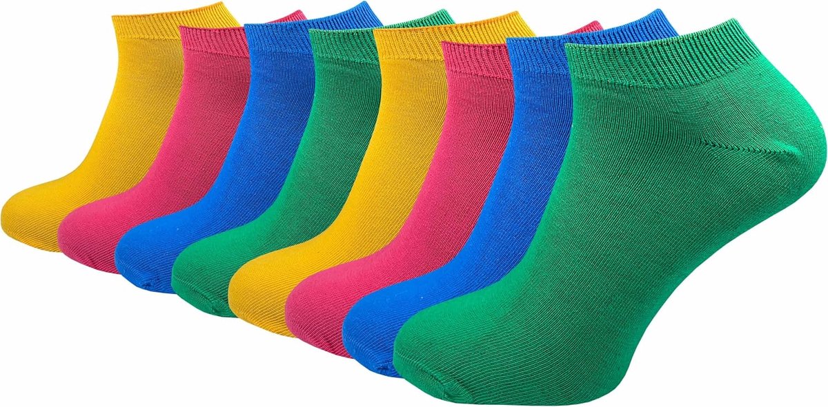 Sokken voor dames en heren van 100% puur katoen (8 paar), korte en dunne natuurlijke voetjes, zonder drukkende naad over de tenen, versterkt en ademend