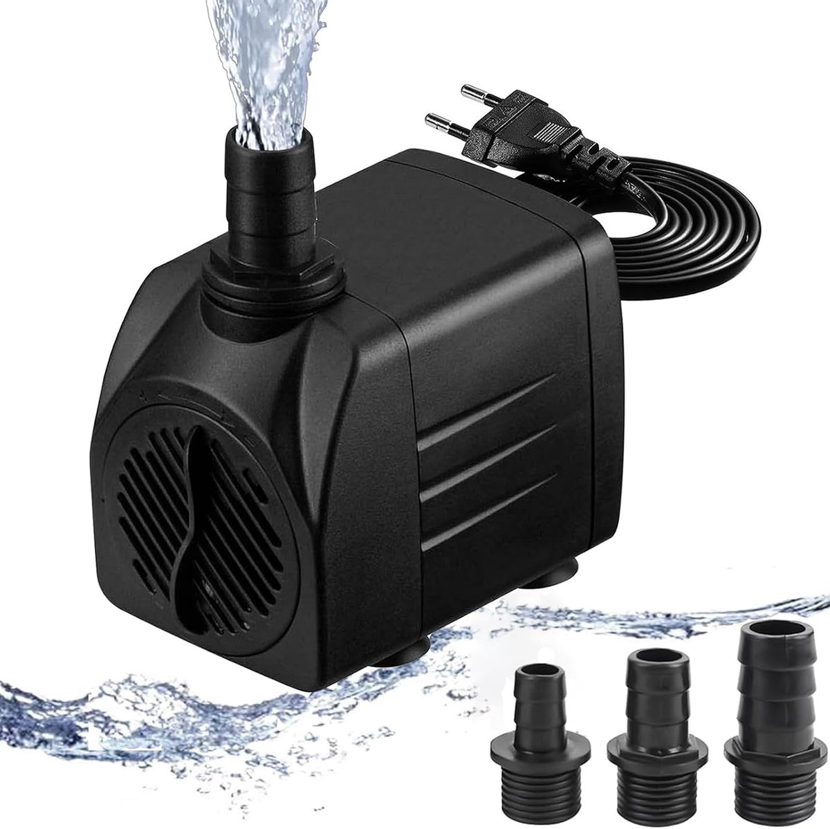 (35 W, 2500 l/h), ultrastille aquariumpomp met grote opvoerhoogte, fonteinpomp met 1,5 m netsnoer, 4 zuignappen, 3 sproeimonden voor aquaria, vijver, fontein, beelden (35 W)