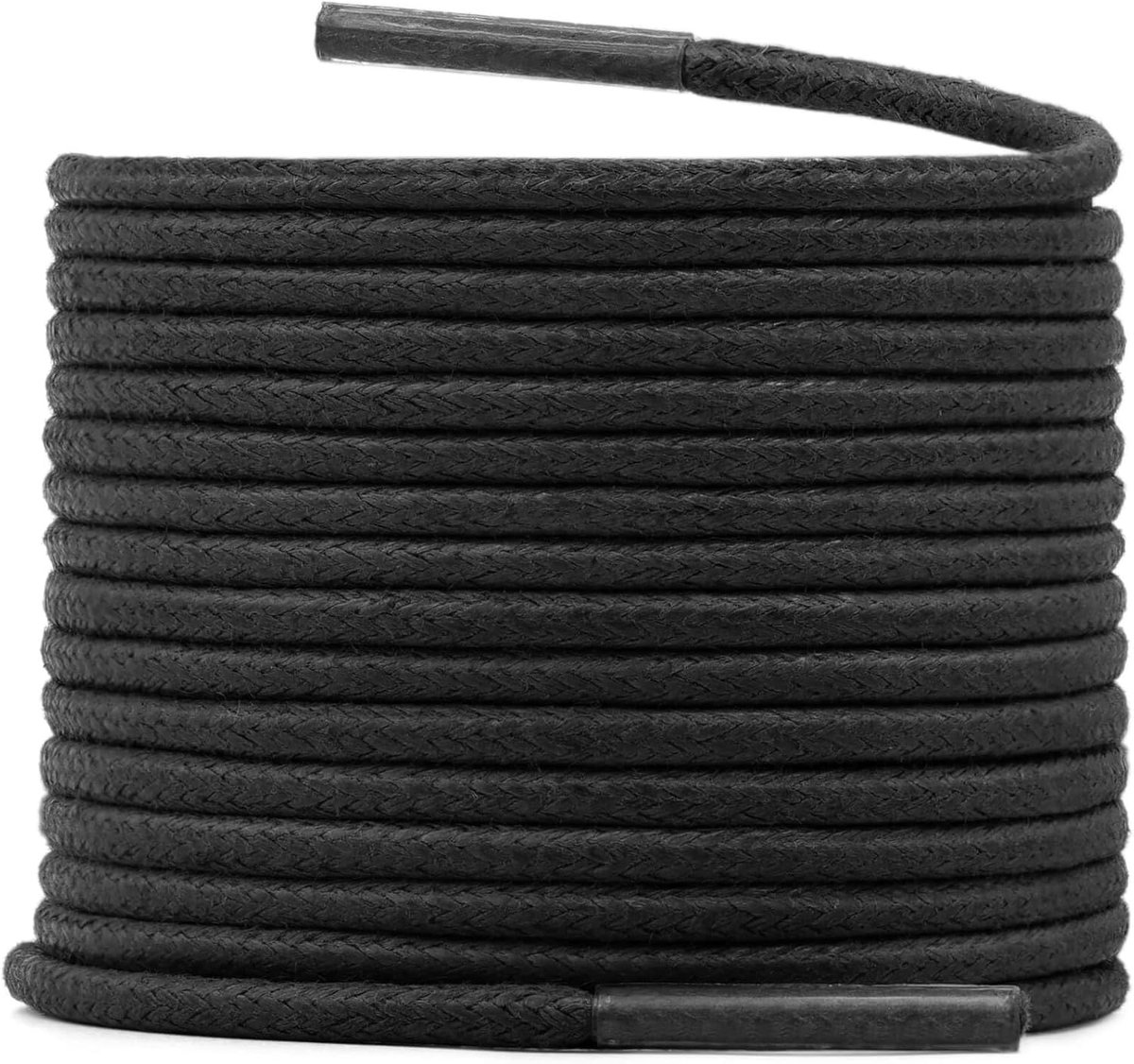 Schoenveters: 2 mm ronde wax mannen jurk schoenveters 2 paar, 01 Zwart, 43 inch (110CM)
