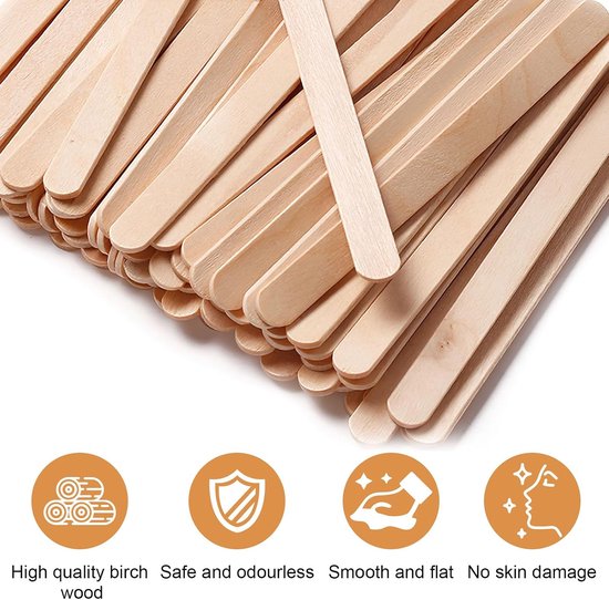 Spatels, waxing, ijsstokjes, houten spatels, houten spatels, houten stokjes, voor knutselen, houten mondspatel voor ontharing, behandelingen of houtbewerking — afbeelding 3