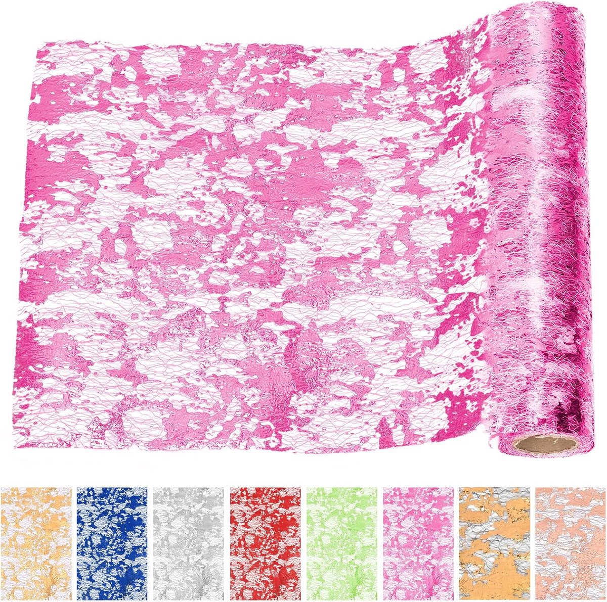 1 rol glitter metallic tafelloper, 28cm x 9.1m dunne gaas sprankelende tafelkleden sprankelende rechthoekige loper op rol voor bruiloft, kerstfeest, feest, DIY, thuisdecoratie (Roze)