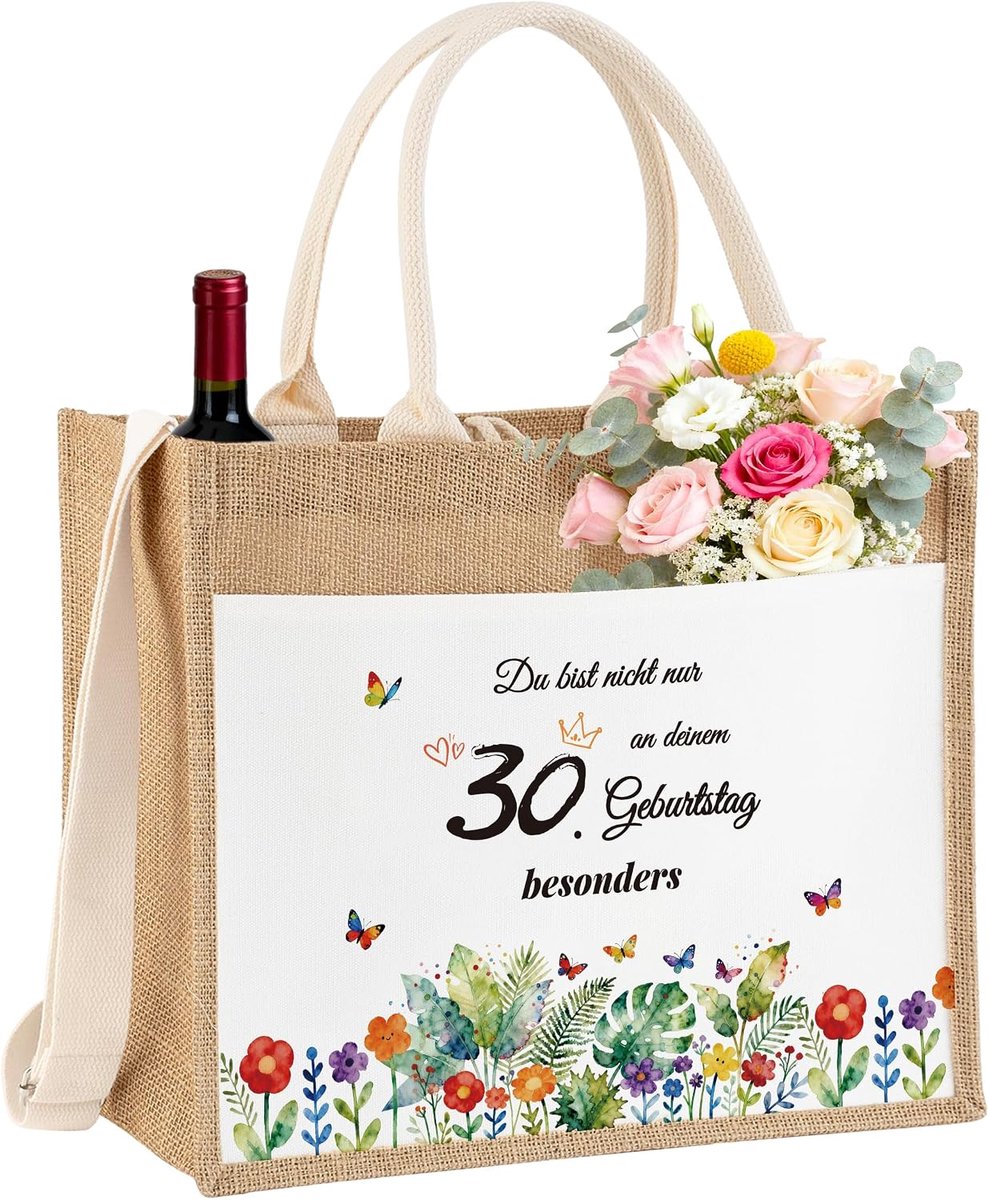 boodschappentas van jute, cadeau voor vrouwen, mama, oma, vriendin en collega, voor verjaardag, Kerstmis, Moederdag