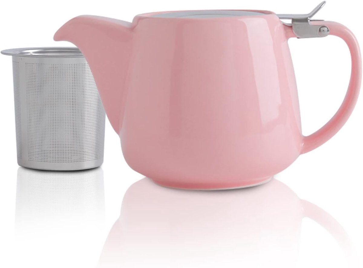 porseleinen theepot met SLS-deksels en verwijderbare infuser, 1,2 l keramische stompe theepot voor bloeiende en losse bladthee