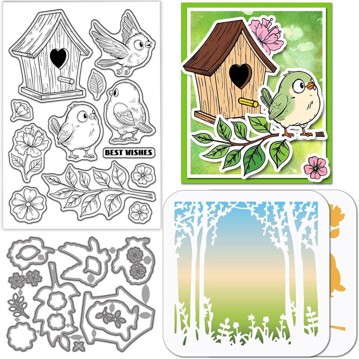Transparante Siliconen Stempel Cartoon Vogel Metaal Cartoon Dieren Stansvormen Bloemen Huisdier Schildersjablonen Voor Kaarten Maken Scrapbooking Ambachten DIY Embossing