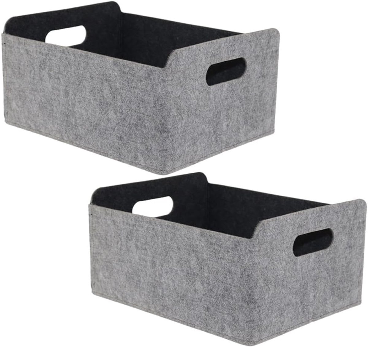 2 stuks opvouwbare opbergmanden, vilten opbergdoos, opvouwbare opbergmand, organizer, vilten mand, opslag voor kasten, boekenplanken en laden, grijs - 30,5 x 24 x 15 cm