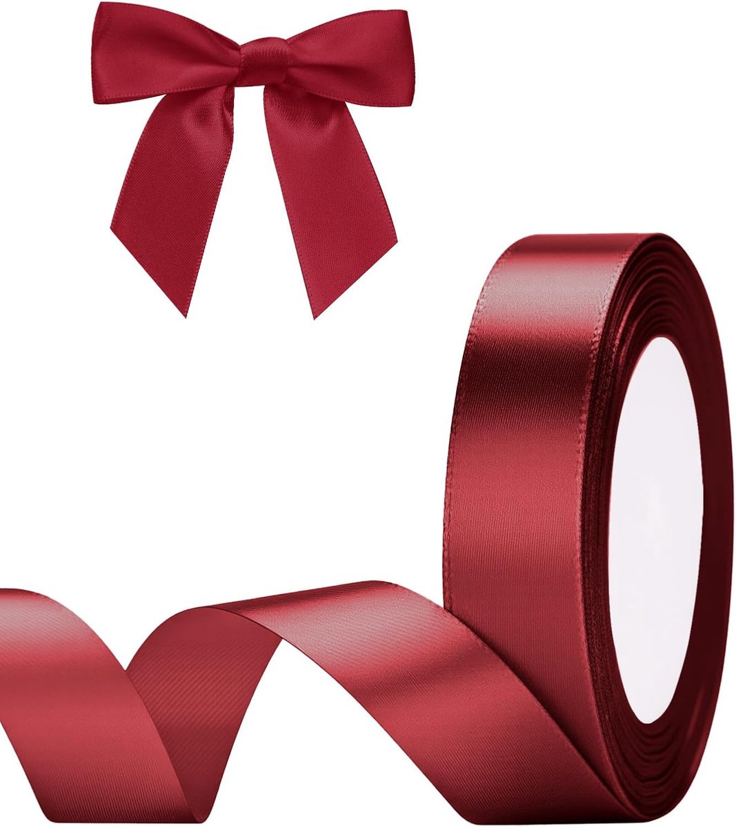 Bordeaux satijnen lint 20 mm, decoratief cadeaulint, 22 m lint om te knutselen, bordeauxrood satijnen decoratief lint voor geschenkverpakking, decoratie