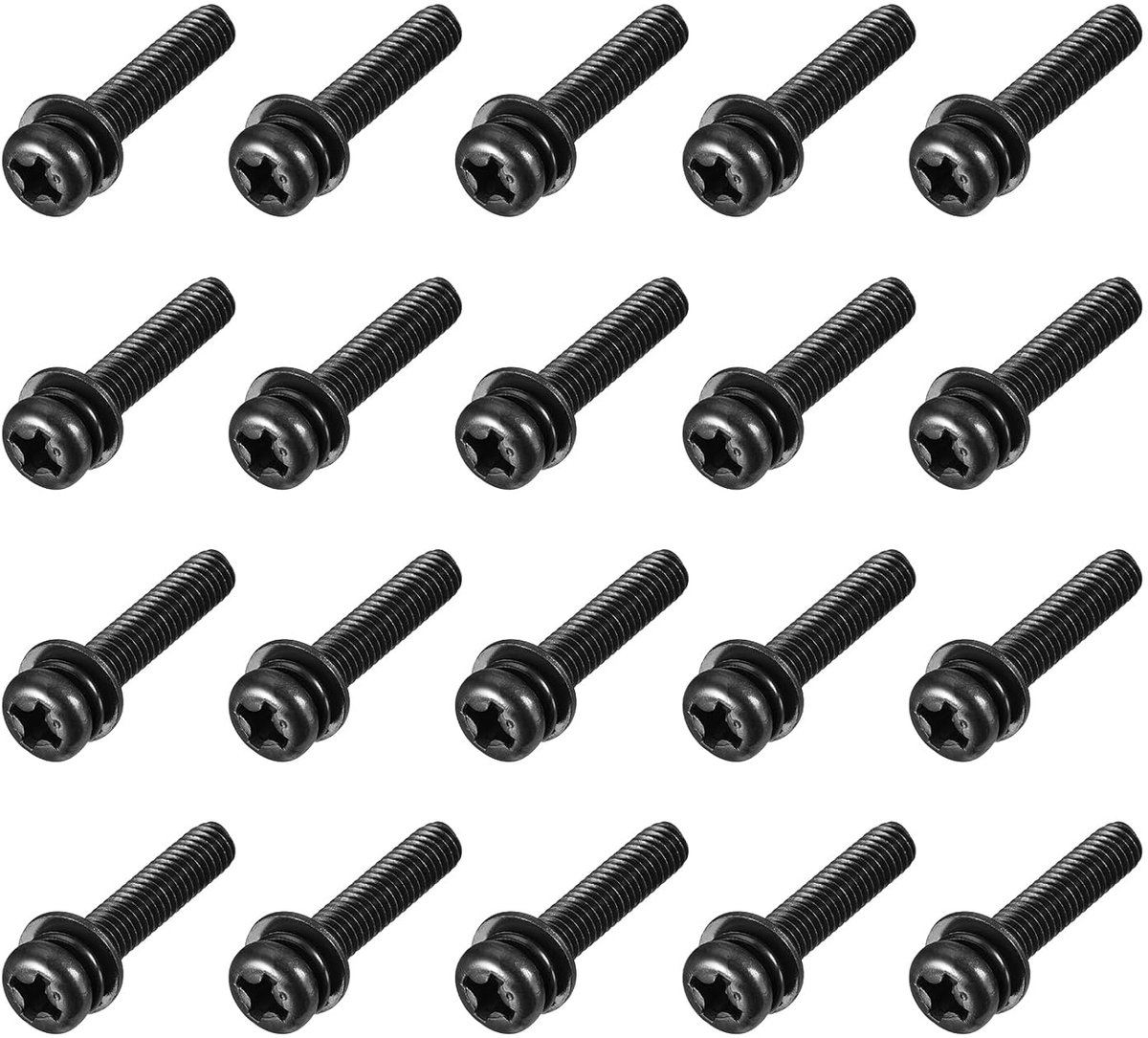 M4 x 20 mm schroevenset, 20 stuks roestvrijstalen schroeven, meubelschroeven, assortiment schroeven, machineschroeven, bouten gecombineerd met veerring en sluitringen voor reparaties