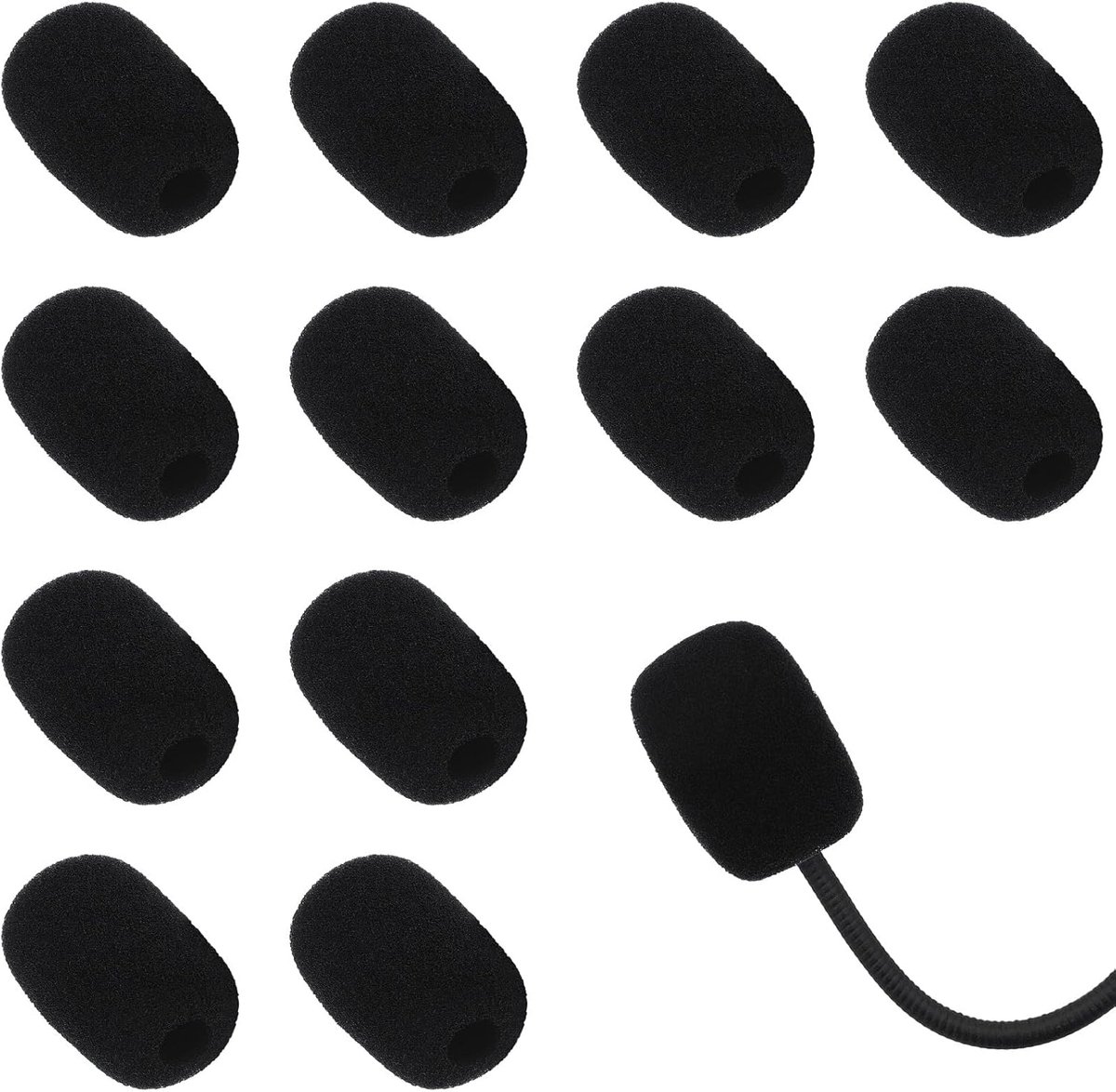 12 stuks hoge dichtheid headset microfoon covers schuim voorruit voorruit zachte revers microfoon covers pop filter vervanging voorruit, microfoon beschermer voor heldere audio