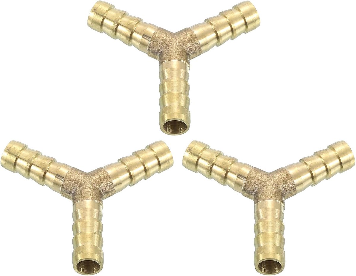 Slangverbinder, 8 mm, messing dubbele nippelkoppeling, 3 stuks slangverbinders, benzineslang, slangkoppelingen, tuinslang voor het verbinden van waterslangen