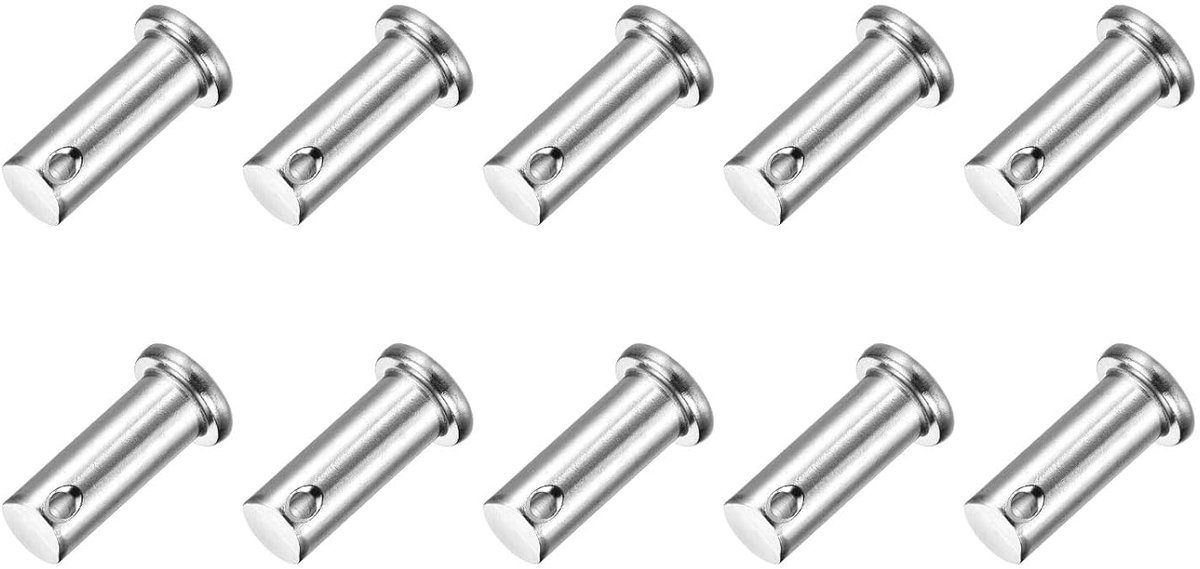 10 stuks steekbouten M10 x 25 mm eengat splinten bouten, 304 roestvrij staal platte kop aanhangerspilbouten voor aanhangersluiting, mechanikerreparatie, meubelinstallatie, industriële