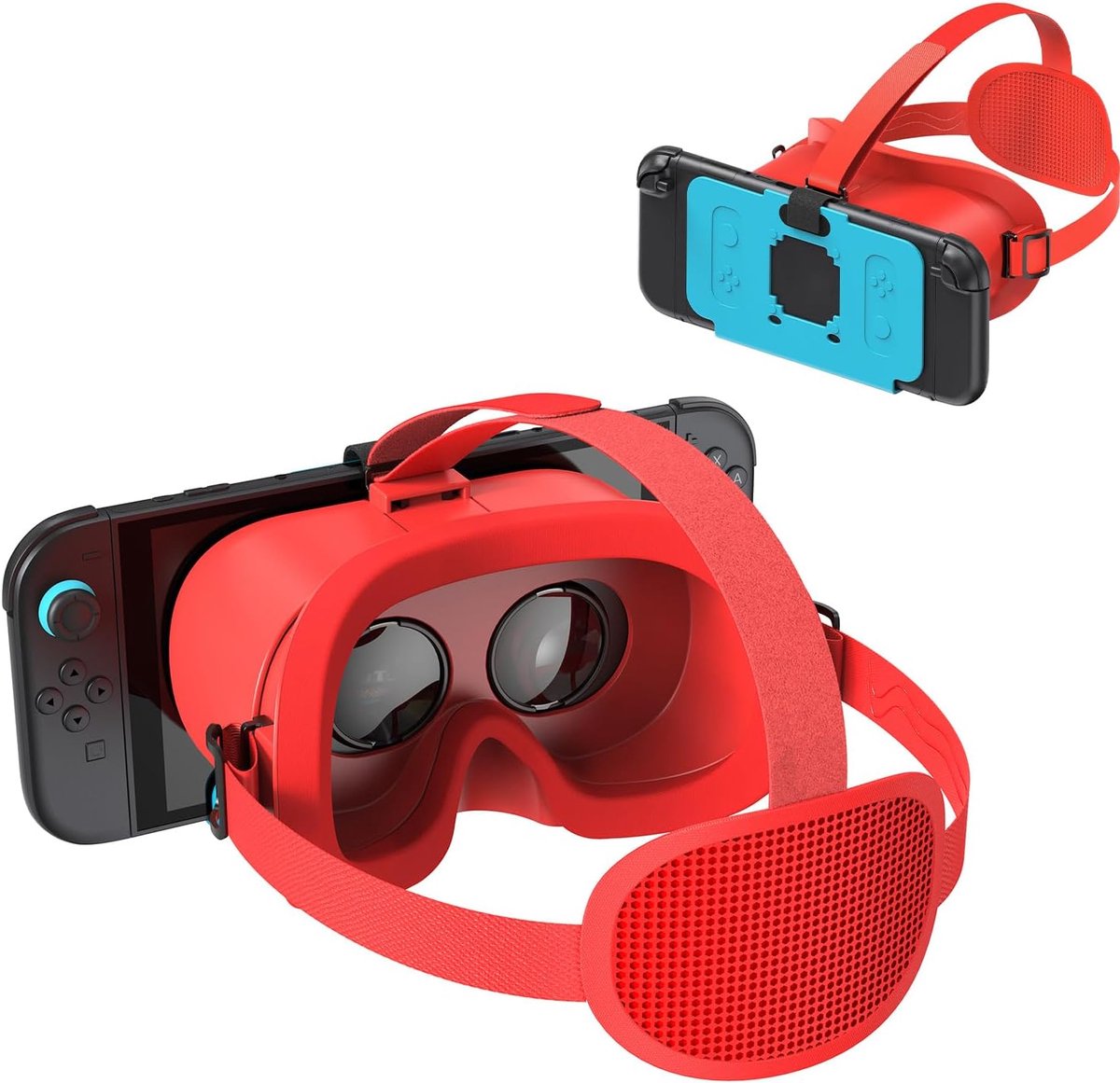 VR-headset voor Nintendo Switch 2 (2025 Nieuw), Virtual Reality-bril met verstelbare HD-lens en comfortabele hoofdband, 3D-bril voor Switch 2-accessoires (blauwrood)