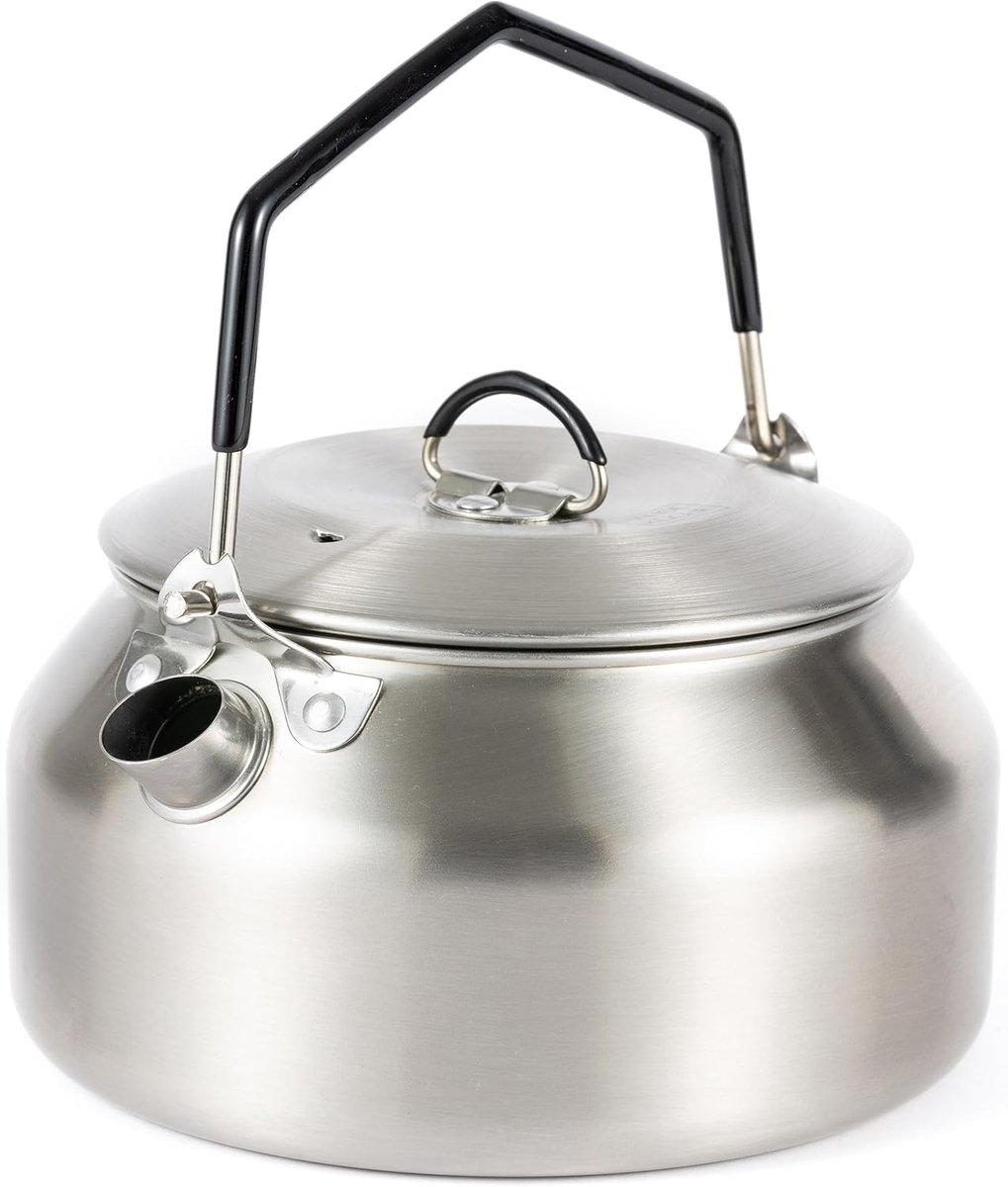 Roestvrijstalen waterketel, 16 x 15 x 10 cm, 290 g, draagbare campingketel voor buiten en thuis, robuuste theeketel, waterkoker, theepot, perfect voor kamperen en trekking, wandelen