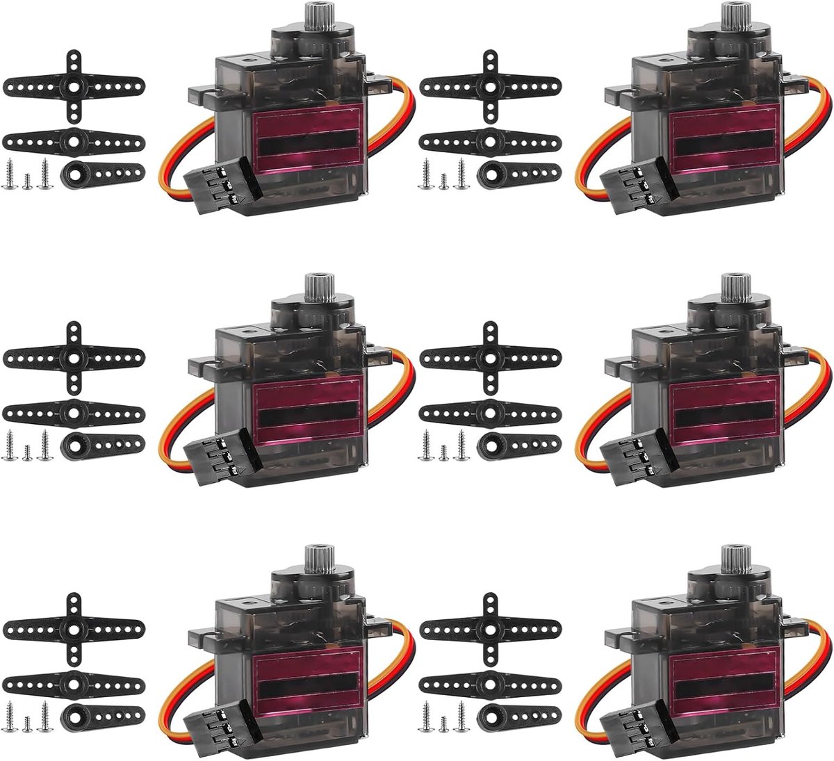 6 stuks servomotor metalen tandwielen: Servo micro-servomotor compatibel met Arduino, Micro Servo 180 graden mini-motor voor Arduino modelbouw robotarm vliegtuig, Servo volledig metalen transmissie