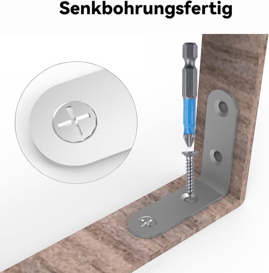 hoekklem - plank klemmen: metaal roestvrij staal lichtgewicht hoek plank ondersteuning 9 Pack 5 inch met gipsplaatschroeven voor houten bevestiging bouwen project hek bureau bureau bureau — afbeelding 4