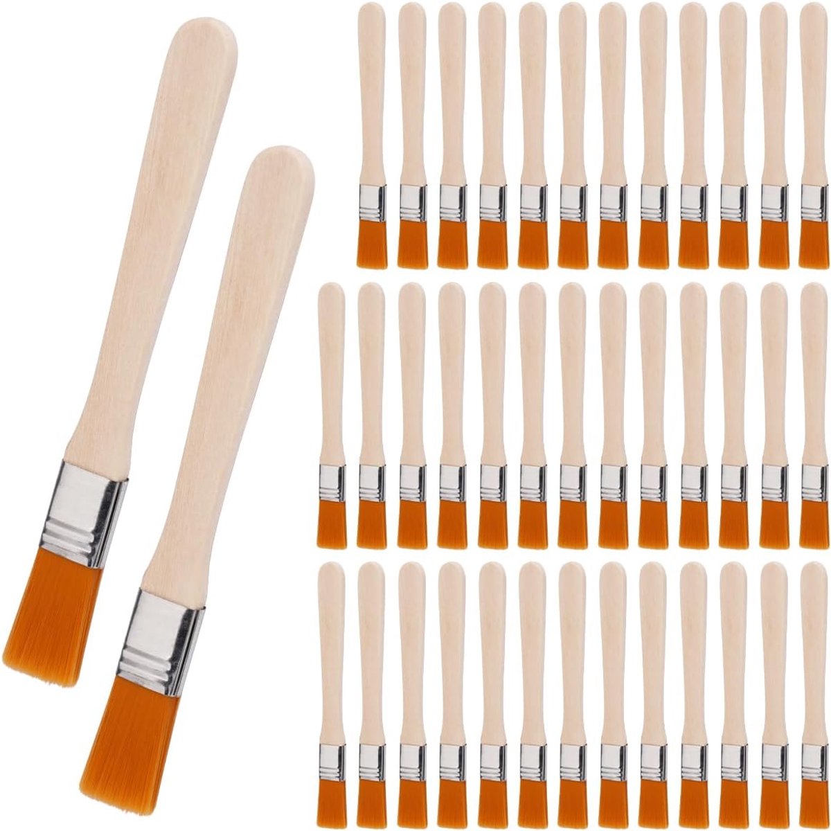 40 stuks kleine kwasten, kwastenset, lak-raamkwast met houten handvat, kleine kwast, 13,5 cm platte kwast, lakkwast, schilderkwast, platte borstelset voor kleuren kunst