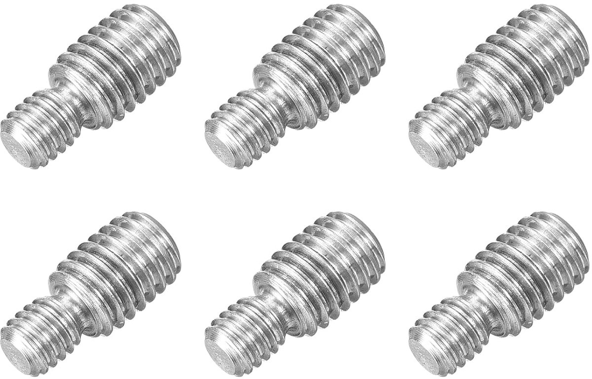 Dubbele schroefdraadbouten, M6 x 6 mm op M8 x 10 mm, 6 stuks schroefreduceradapter van roestvrij staal 304 voor montage van meubels en machines