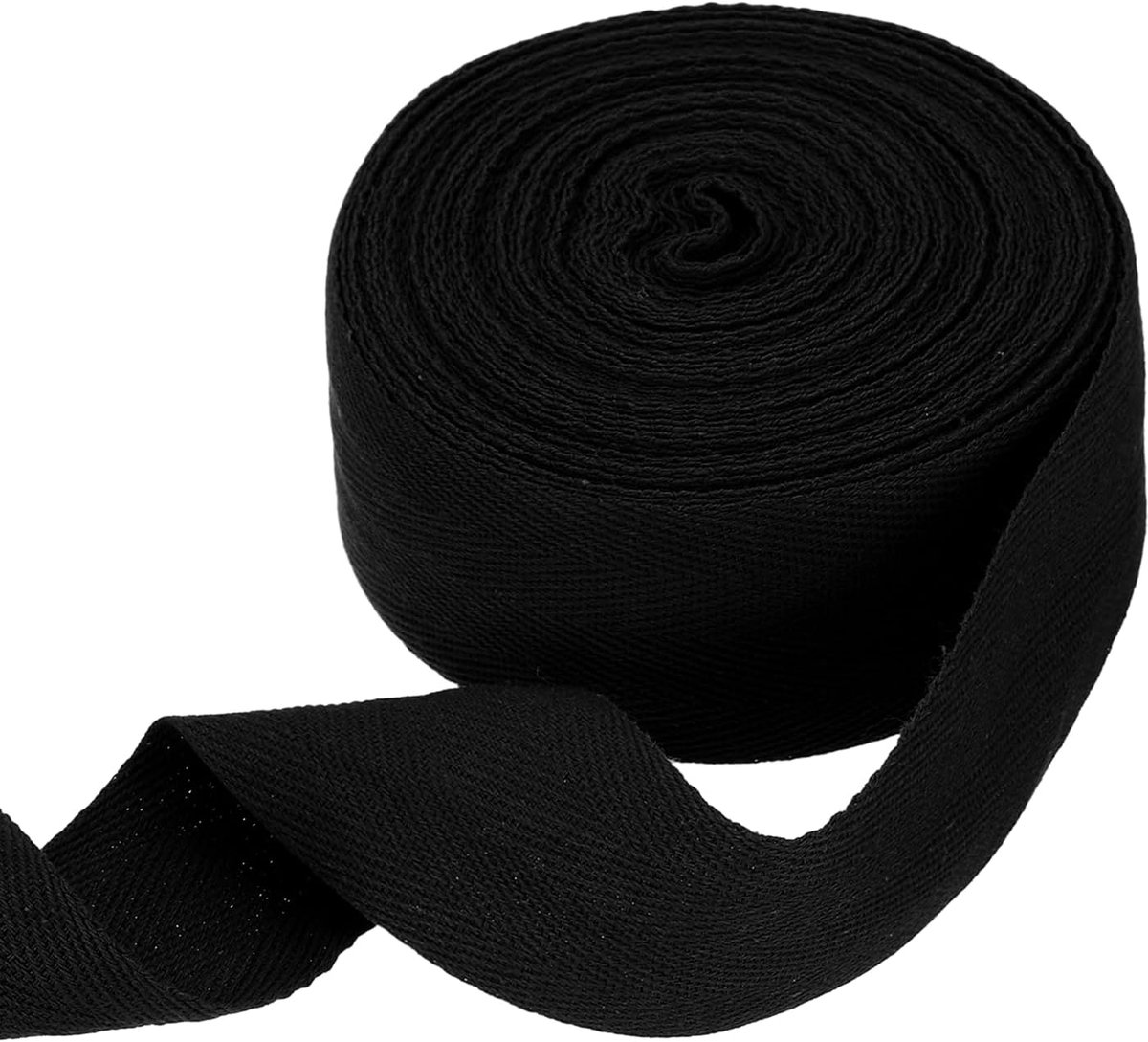 Katoenen visgraatlint, 40 mm x 10 m, geweven band van visgraat, rol biasband voor doe-het-zelf naaien, geschenkverpakking, zwart