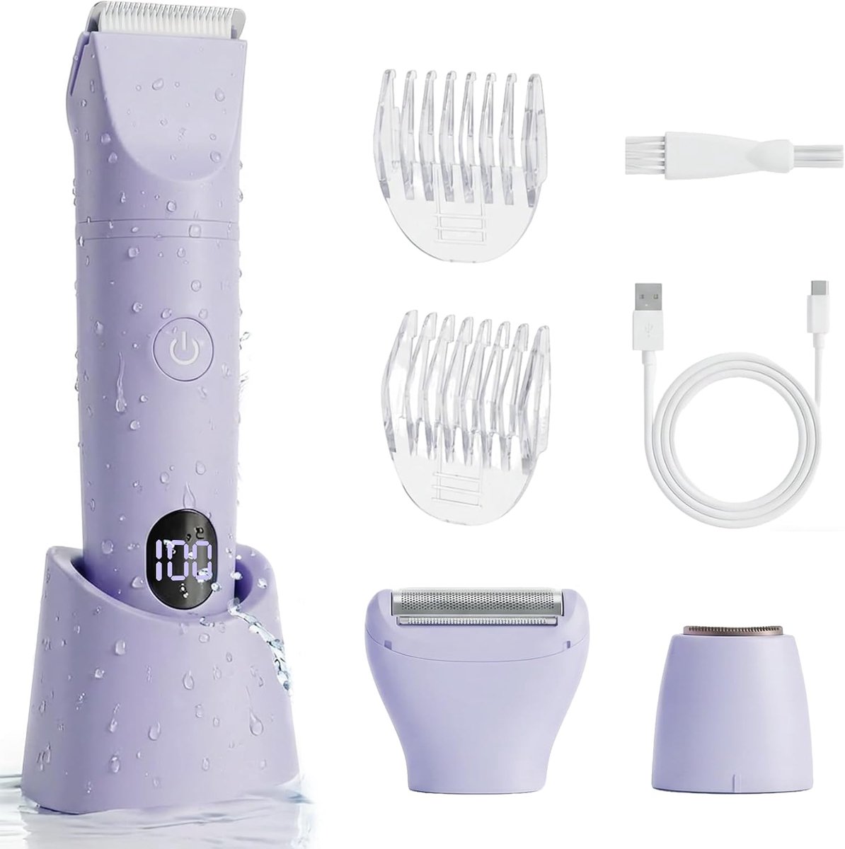 Dames, 3-in-1 intiem scheerapparaat voor vrouwen, elektrisch scheerapparaat, IPX7 waterdicht, voor benen, armen, oksels en bikinizone