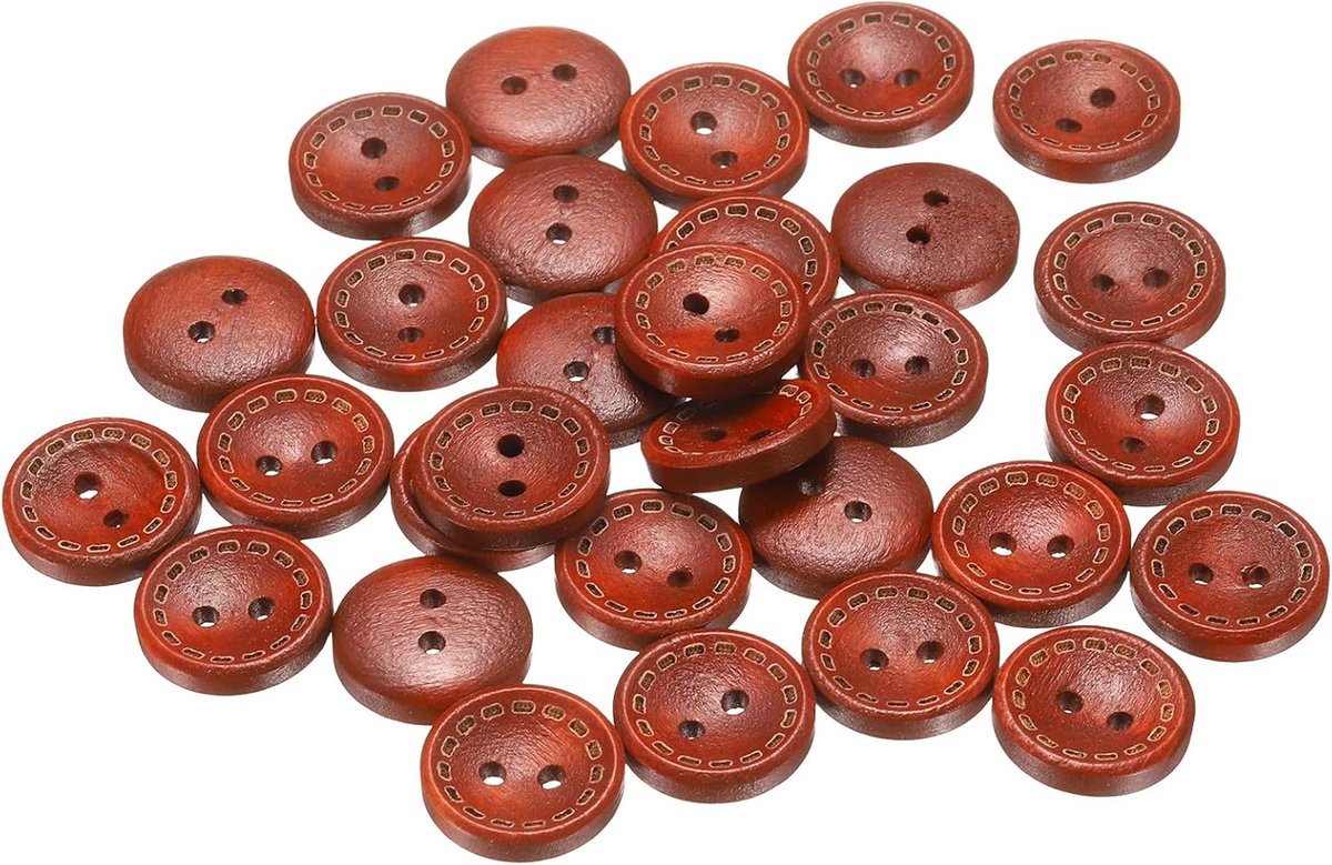 Knopen 5/8 inch (15 mm) 2 ronde gaten houten knopen voor het naaien van decoratief handwerk voor kleding doe-het-zelf handwerk decoratie, rood bruin