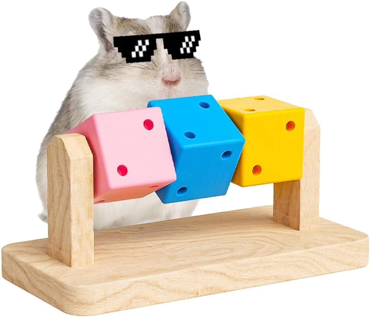 Speelgoed voor hamsters, houten speelgoed voor kleine huisdieren om te kauwen en te spelen, chinchilla's voederzoekspeelgoed voor hamsters, cavia's, eekhoorns, konijnen