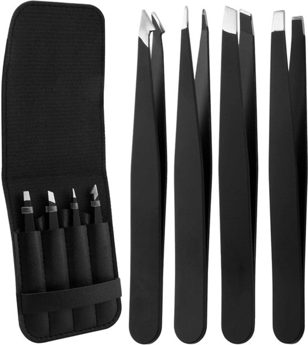 Professioneel pincetset Allecto Plus, 4 stukken roostevrij staal