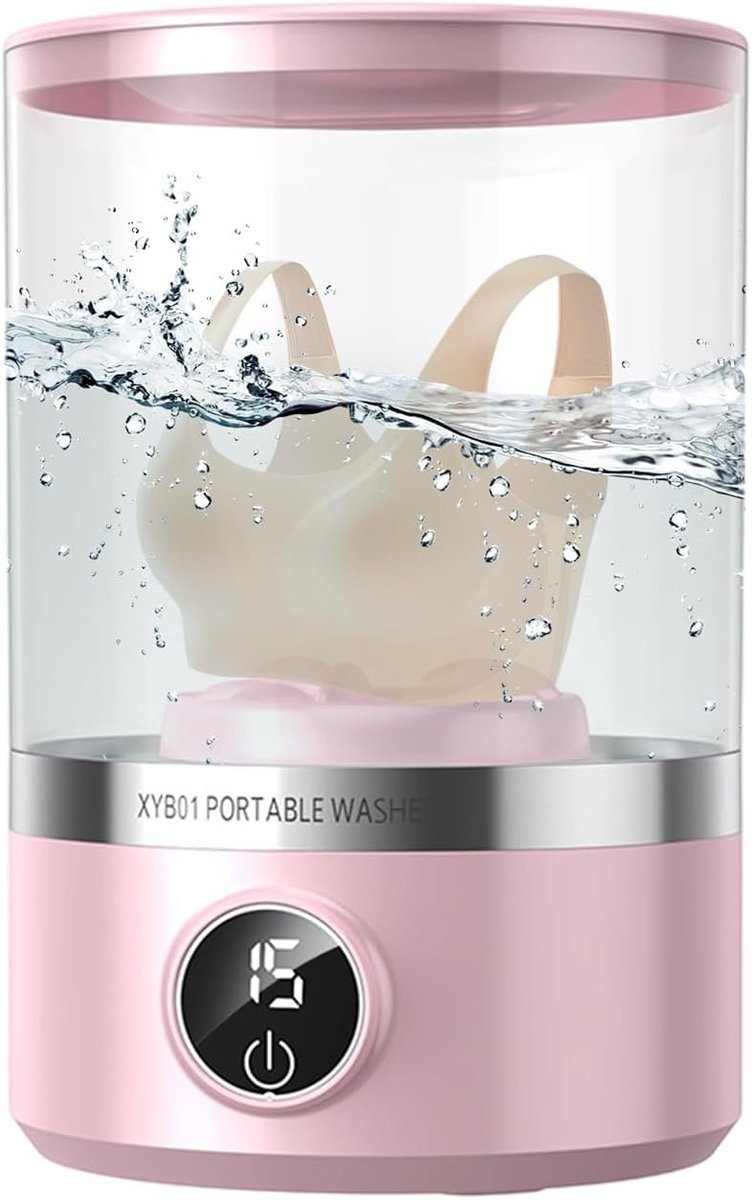 Mini Wasmachine Compact Wasapparaat Reis Wassen Geluidsarme Werking 17 Liter Roze