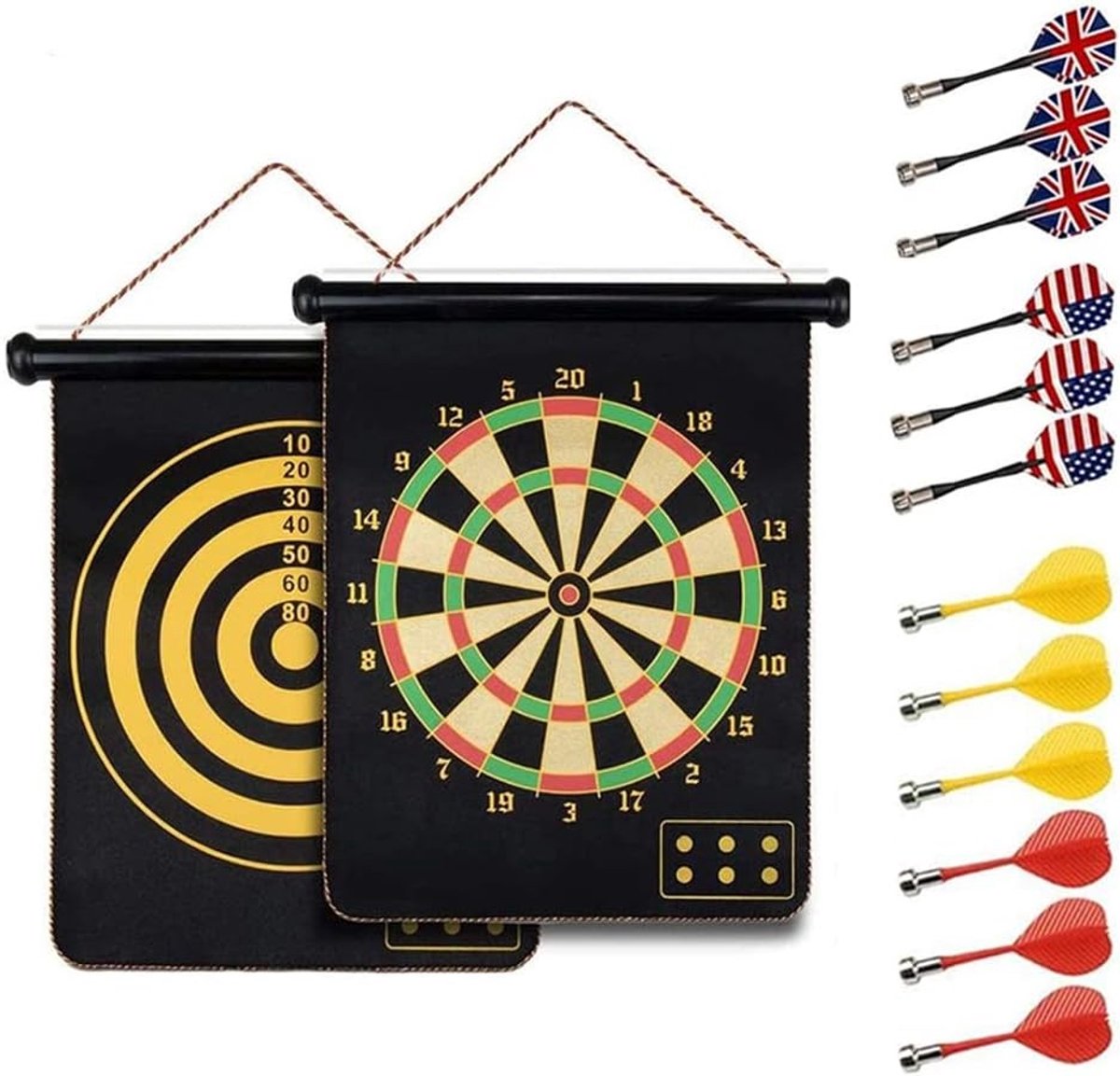 Magnetisch Dartbord Ø 38 cm - Nylon - Veilig voor Kinderen en Volwassenen - Dubbelzijdig Gebruik - Voor Gezinnen en Feestjes