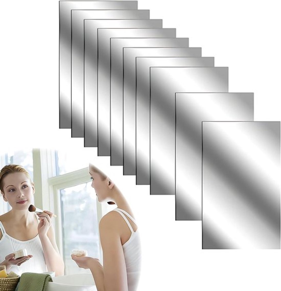Zelfklevende acrylspiegeltegels Inovra Plus, 10 stukken