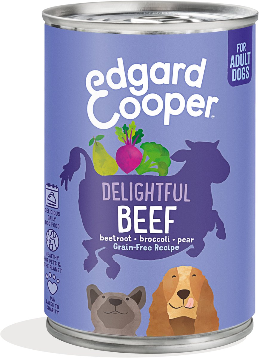 Edgard & Cooper Natvoer in Blik voor Volwassen Honden met Rund 800g