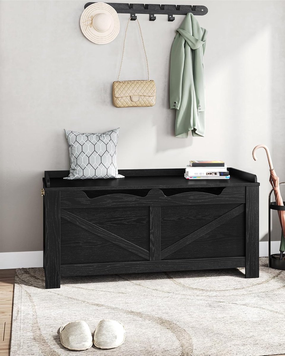 Opbergbank - Entreebank Kist - Entree Opruimen - Modern Design - 100 cm - Zwart