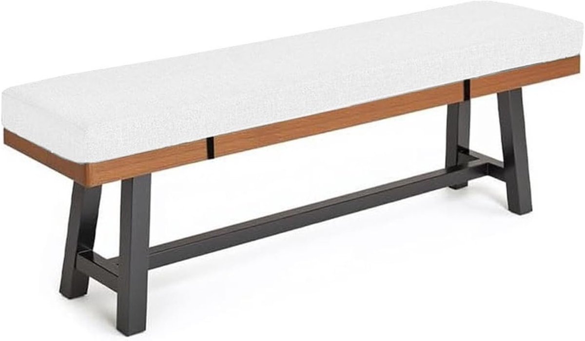 Bankkussen Buiten - Zitkussen Tuin - Comfortabel Zitten - Antislip Onderkant - 115 x 50 cm - Wit