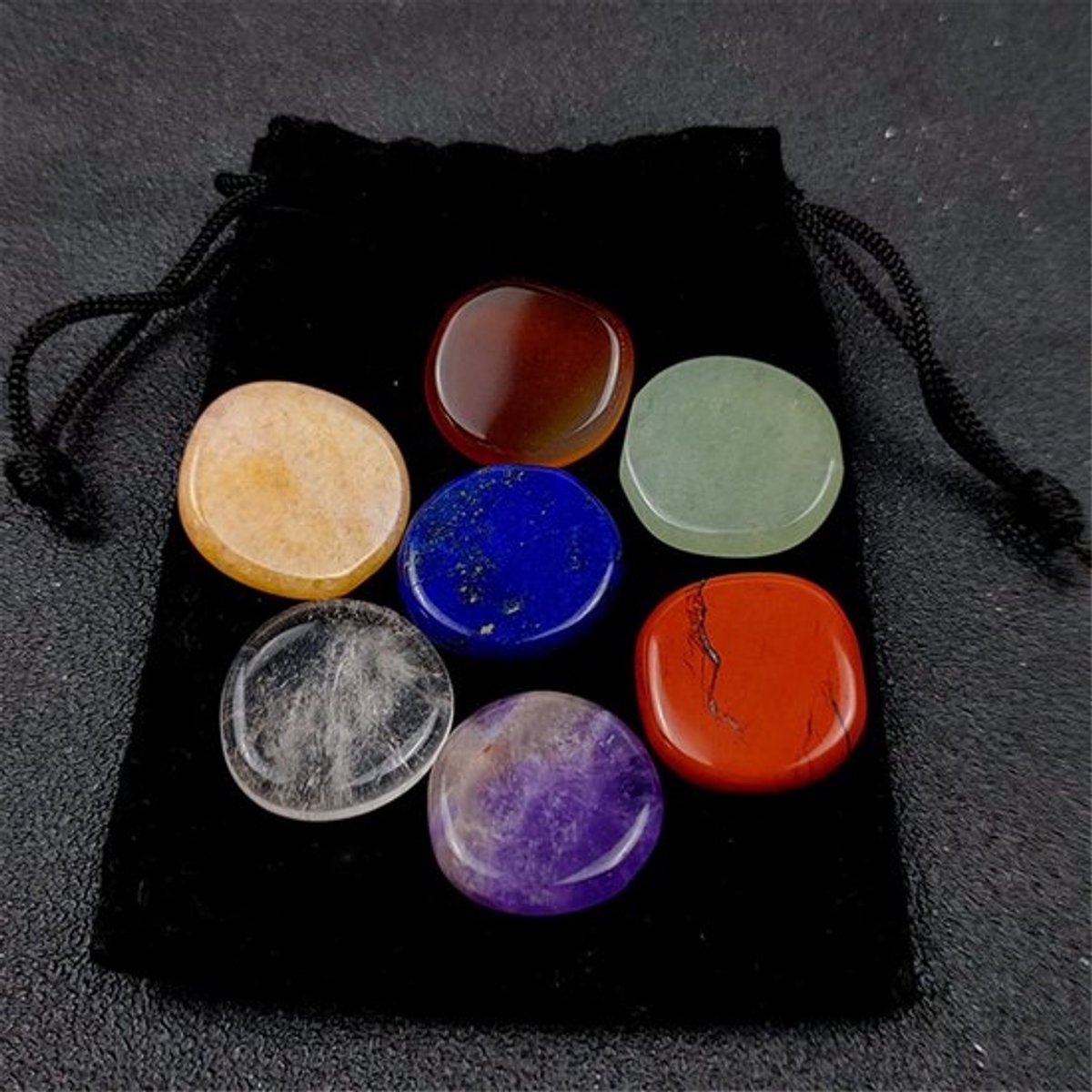 Gepolijste chakra-stenen - helende kristallen set