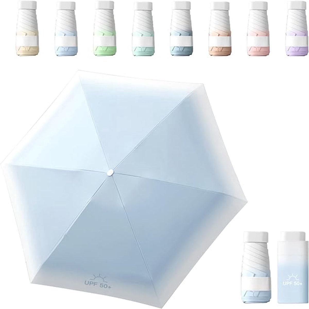 COOAU - Mini Zak UV Beschermings Parasol - UPF 50+ Compact Opvouwbare Zonnescherm - Lichtgewicht Kleine Capsule Paraplu voor Vrouwen Buiten Reizen Zon en Regen