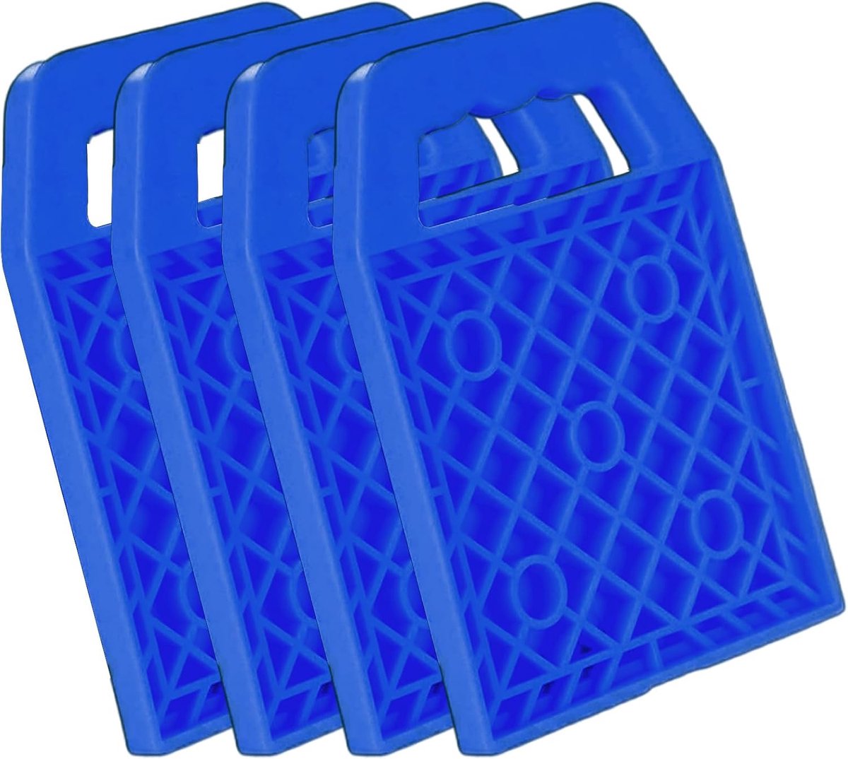 Stabilisatiepads Camper - Oprijblokken Caravan - Gelijk parkeren - Multi-hoek balanssysteem - 4 Stuks - Blauw
